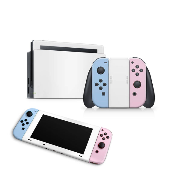 Nintendo Skin Decal For Console Joy-Con And Dock White Pink Blue - ZoomHitskin