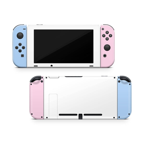 Nintendo Skin Decal For Console Joy-Con And Dock White Pink Blue - ZoomHitskin