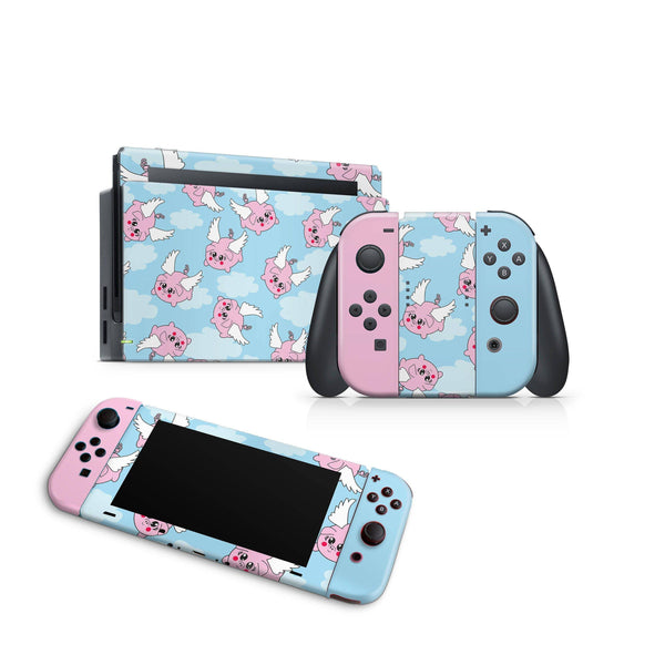 Nintendo Switch Skin Decal For Console Joy-Con And Dock Angel Pig - ZoomHitskin