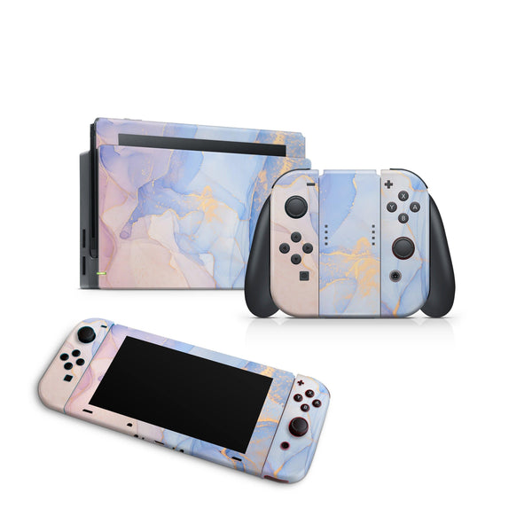 Nintendo Switch Skin Decal For Console Joy-Con And Dock Aquarelle Pale Colored - ZoomHitskin