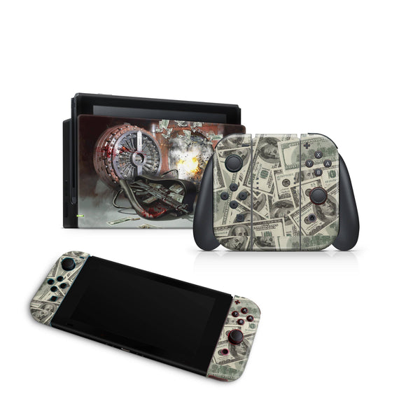 Nintendo Switch Skin Decal For Console Joy-Con And Dock Cash Bank Robbery - ZoomHitskin