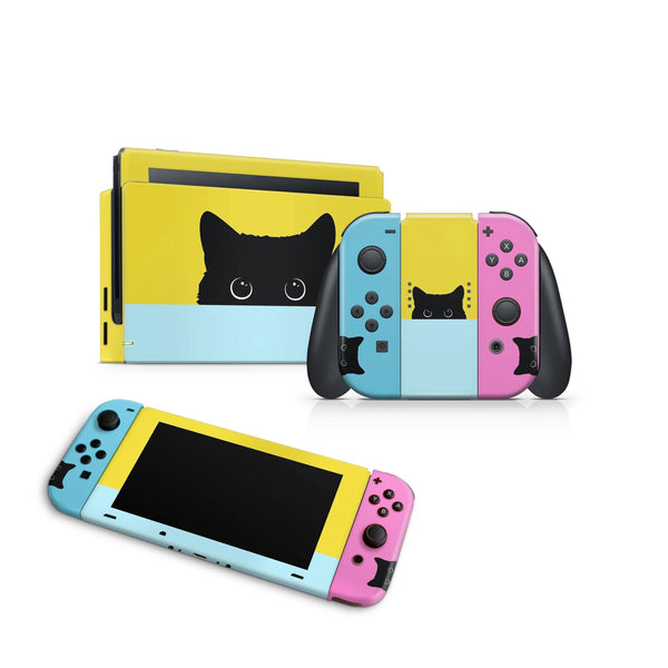 Nintendo Switch Skin Decal For Console Joy-Con And Dock Charming Moggie - ZoomHitskin