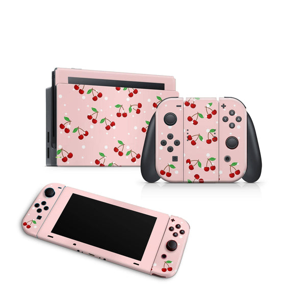 Nintendo Switch Skin Decal For Console Joy-Con And Dock Cherry Fruity - ZoomHitskin