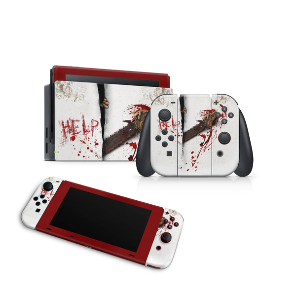 Nintendo Switch Skin Decal For Console Joy-Con And Dock Fear Chainsaw - ZoomHitskin