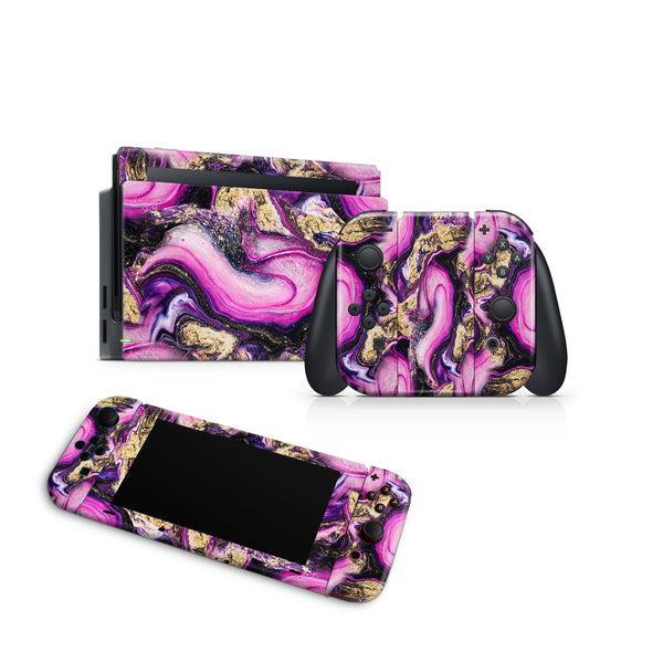 Nintendo Switch Skin Decal For Console Joy-Con And Dock Fuchsia Texture - ZoomHitskin