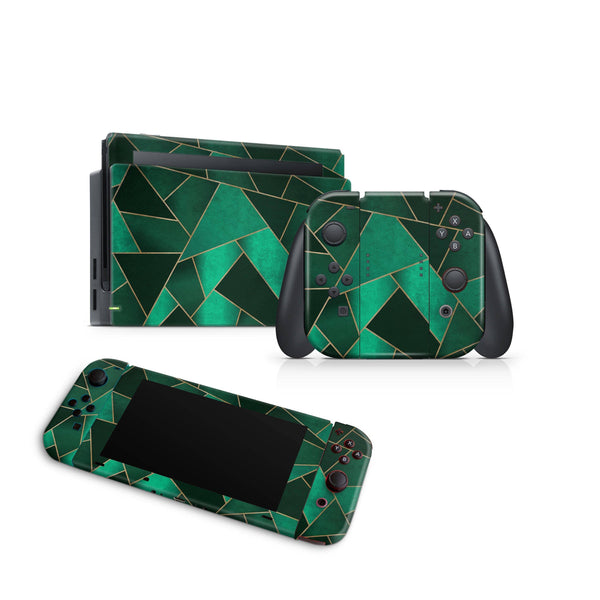 Nintendo Switch Skin Decal For Console Joy-Con And Dock Gem Emerald - ZoomHitskin