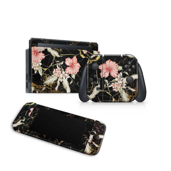 Nintendo Switch Skin Decal For Console Joy-Con And Dock Gold Bouquet - ZoomHitskin