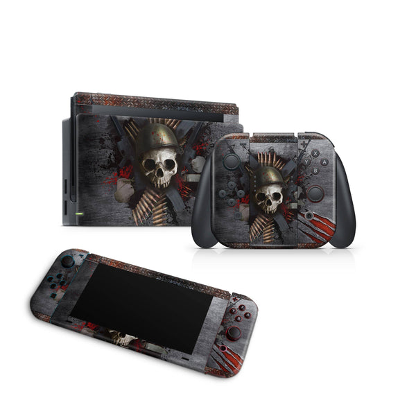 Nintendo Switch Skin Decal For Console Joy-Con And Dock Metallic Skull - ZoomHitskin