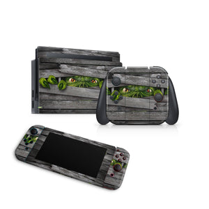 Nintendo Switch Skin Decal For Console Joy-Con And Dock Monster Wood - ZoomHitskin