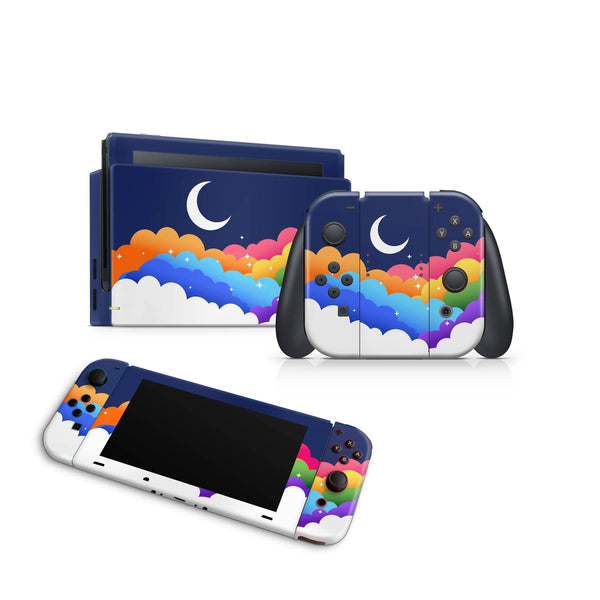 Nintendo Switch Skin Decal For Console Joy-Con And Dock Rainbow Clouds - ZoomHitskin