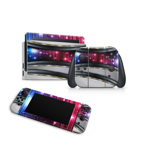 Nintendo Switch Skin Decal For Console Joy-Con And Dock Silver Colorful - ZoomHitskin