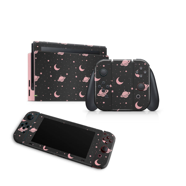 Nintendo Switch Skin Decal For Console Joy-Con And Dock Space Pink - ZoomHitskin