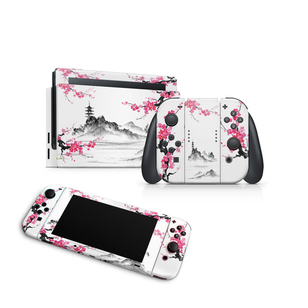 Nintendo Switch Skin Decal For Console Joy-Con And Dock Temples Nippon - ZoomHitskin