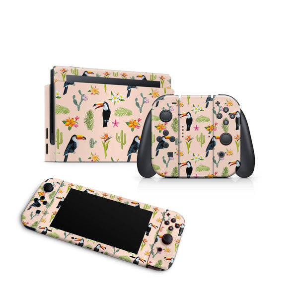 Nintendo Switch Skin Decal For Console Joy-Con And Dock Toucans Birds - ZoomHitskin