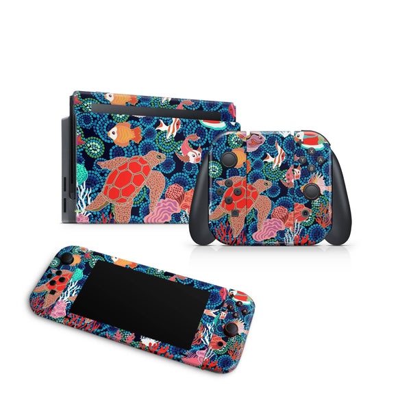 Nintendo Switch Skin Decal For Console Joy-Con And Dock Turtle Oceanic - ZoomHitskin