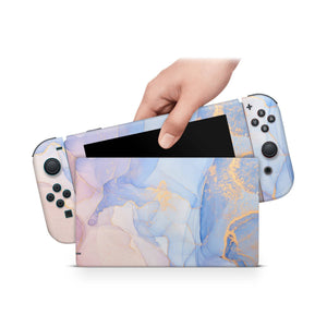 Nintendo Switch Skin Decal For Console Joy-Con And Dock Aquarelle Pale Colored - ZoomHitskin