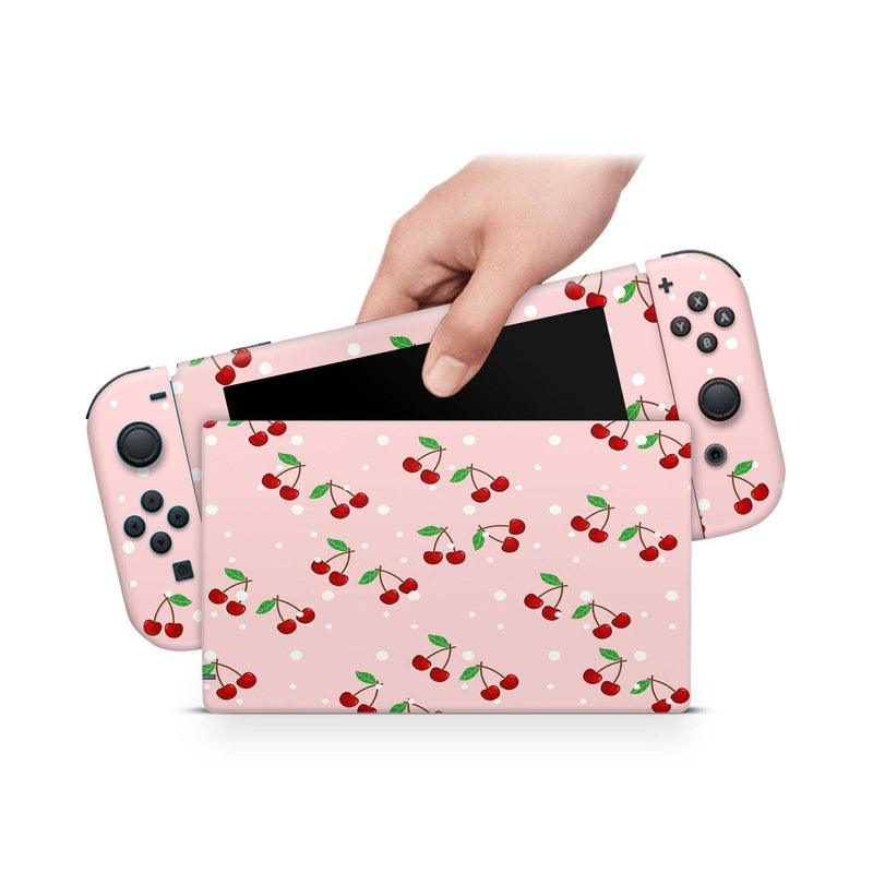 Nintendo Switch Skin Decal For Console Joy-Con And Dock Cherry Fruity - ZoomHitskin
