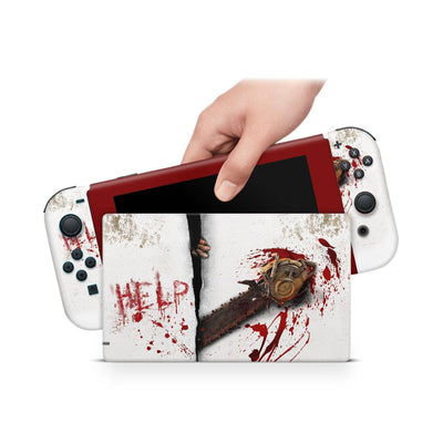 Nintendo Switch Skin Decal For Console Joy-Con And Dock Fear Chainsaw - ZoomHitskin