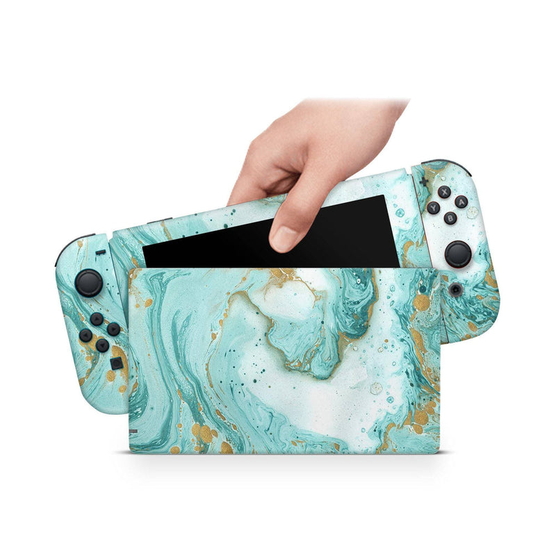 Nintendo Switch Skin Decal For Console Joy-Con And Dock Jade Opal - ZoomHitskin