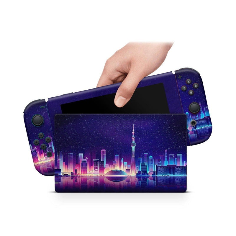 Nintendo Switch Skin Decal For Console Joy-Con And Dock Nightlife - ZoomHitskin