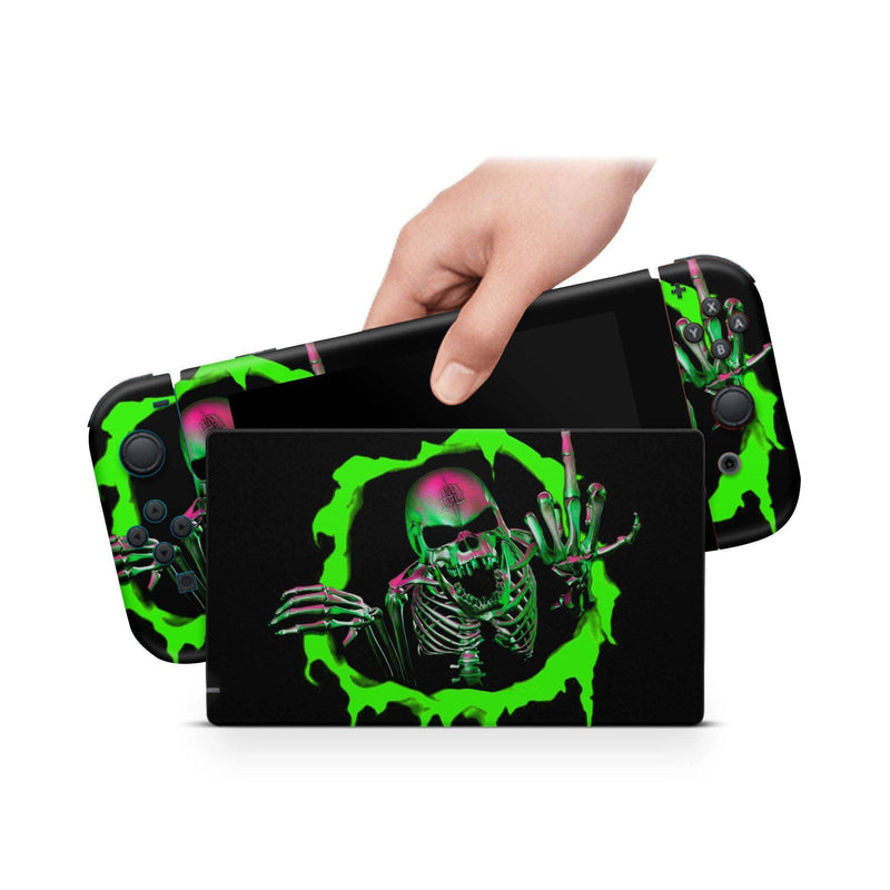 Nintendo Switch Skin Decal For Console Joy-Con And Dock Skeleton Fluorescent - ZoomHitskin