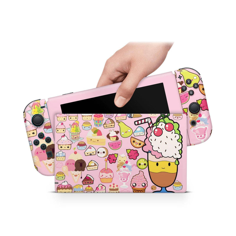 Sweet Cute Kawaii Cup Cake Nintendo Switch Skin Decal For Console Joy-Con And Dock - ZoomHitskin