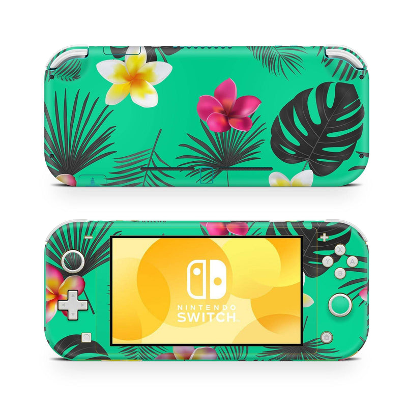 Nintendo Switch Lite Skin Decal For Console Flowers Aqua Botanic - ZoomHitskin