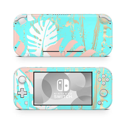Nintendo Switch Lite Skin Decal For Console Leave Floral Turquoise - ZoomHitskin