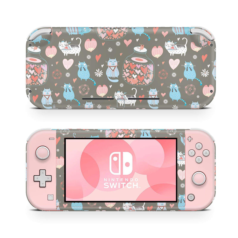 Nintendo Switch Lite Skin Decal For Game Console Felin Hearts - ZoomHitskin