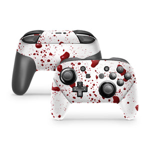 Nintendo Switch Pro Controller Skin Decal Sticker Blood Splash Paint Bleeding Carnage Attack Horror Movie Scary Fear Terror Custom Wrap Set - ZoomHitskin