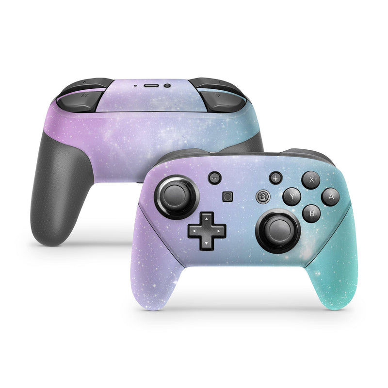 Nintendo Switch Pro Controller Skin Decal Sticker Cosmos Universe Ombre Degrade Star System Wrap Soft Color Sunlight Rose Bright Wrap Set - ZoomHitskin