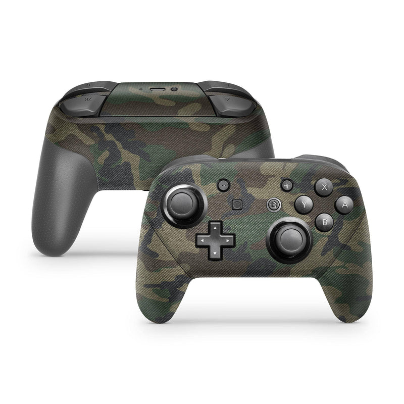 Nintendo Switch Pro Controller Skin Decal Sticker Green Army War Camouflage Kaki Dark Brown Camo Pattern Beige Texture Brown Custom Wrap Set - ZoomHitskin