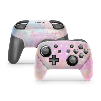 Nintendo Switch Pro Controller Skin Decal Sticker Mineral Galaxy Star Sky Pink Space Heaven Asteroid Diamond Quartz Rose Wrap Rosy Pale Set - ZoomHitskin