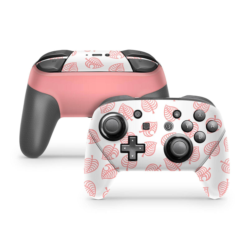 Nintendo Switch Pro Controller Skin Decal Sticker Pink Leafs - ZoomHitskin