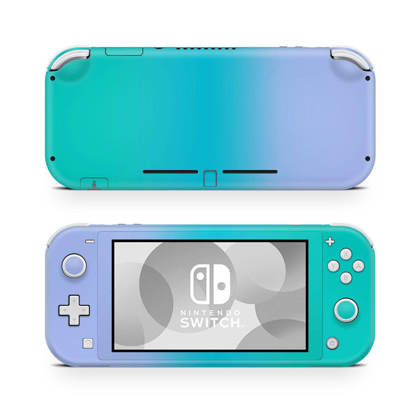 Nintendo Switch Lite Console Skin Decal Sticker Multi Color Blue Lavender Turquoise Sea Ocean Blue Degrade Rainbow Style Purple Design Set - ZoomHitskin