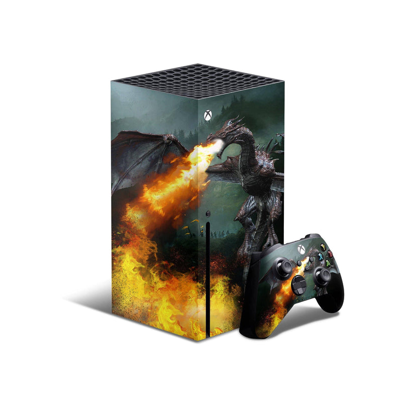 Dragon Fire Skin Decal For Xbox Series X Console And Controller , Full Wrap Vinyl For Xbox Series X - ZoomHitskin