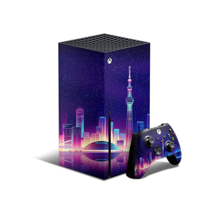 Midnight Stars Town Skin Decal For Xbox Series X Console And Controller , Full Wrap Vinyl For Xbox Series X - ZoomHitskin