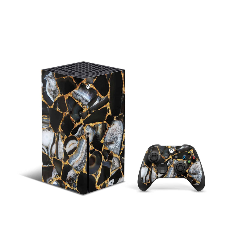 Mineral Black Gold Decal For Xbox Series X Console And Controller , Full Wrap Vinyl For Xbox Series X - ZoomHitskin