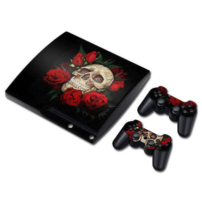 PS3 Slim Fat Super Slim 4000 Playstation 3 Console Skin Decal And 2 Controller Cranium Roses - ZoomHitskin