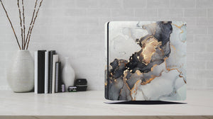 PS4 Skin Decal For Playstation 4 Console Grey Marble Gold - ZoomHitskin
