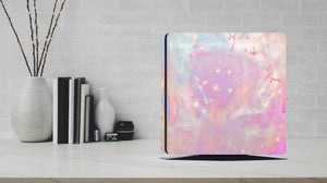 PS4 Slim Pro Fat Playstation 4 Console Skin Decal Sticker Galaxy Pink Pastel Star Light Blue Rose Gloss Sky Planets Purple Custom Design Set - ZoomHitskin