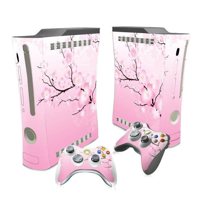 Xbox 360 Skin Sticker  Console Skin Decal And 2 Controller Sticker Soft Pink Flower Asia Gloss Pastel Japan Cherry Blossom Custom Design Set - ZoomHitskin
