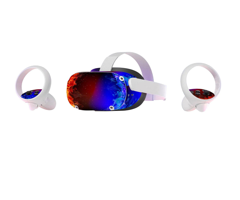 Oculus Quest 2 Skin Blue Flames, 3M Decal Wrap Sticker for Oculus Quest 2 VR Headset and Controller - ZoomHitskin